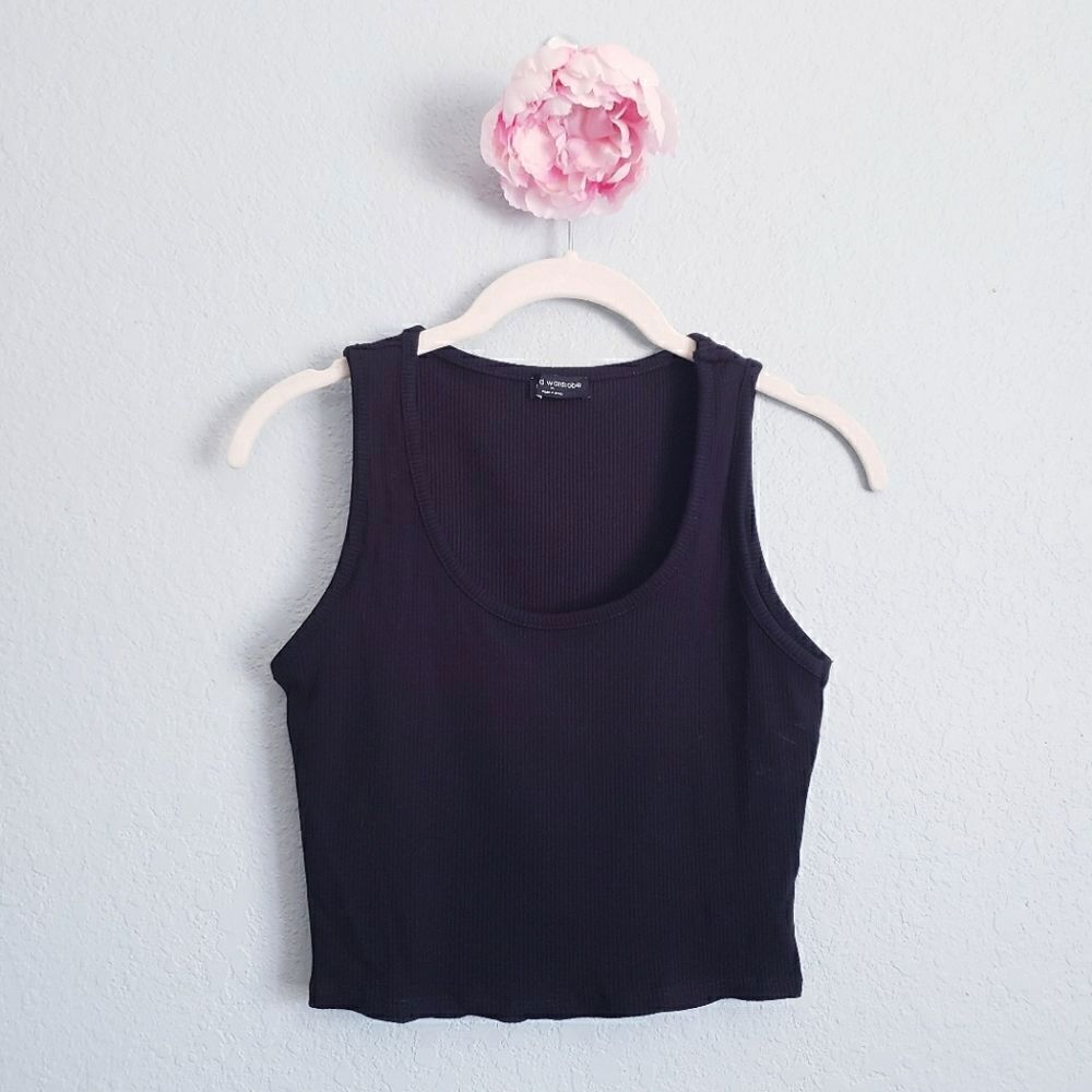 Naked Wardrobe Black Sleeveless Fitted Crop Tank Top